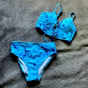 Shein blue tie dye swimsuit